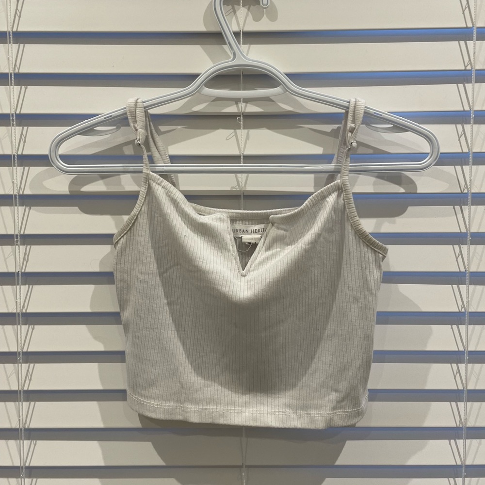 White Cropped V-Cut Spaghetti Strap Top